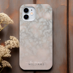 Rose Gold and Grey Elegant Marble Gradient iPhone 12 Pro Max Case