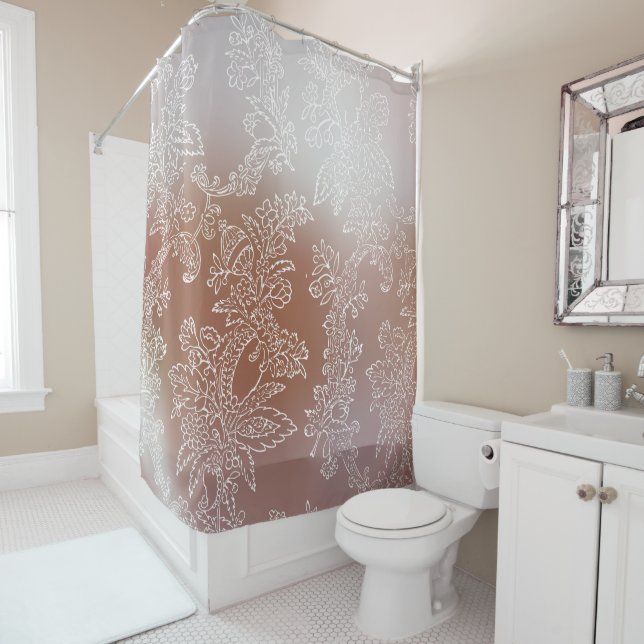 Rose Gold and Lace Design Shower Curtain    (In Situ)
