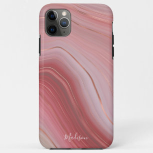 Rose Gold and Pink Agate Pattern with Name Case-Mate iPhone Case