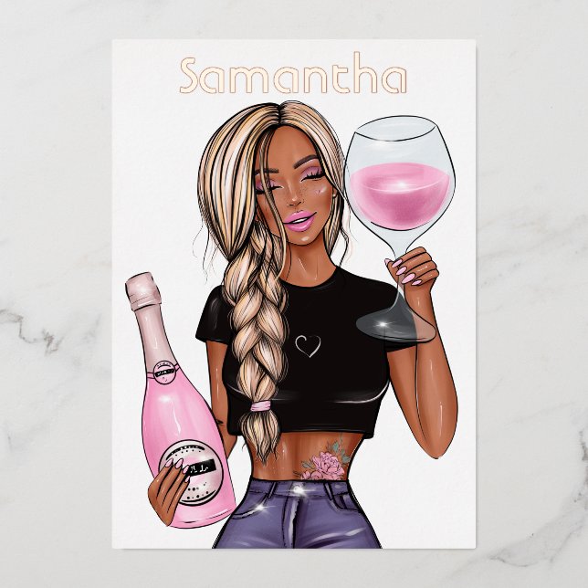 Rose Gold and Pink Champagne Birthday Party (Front)