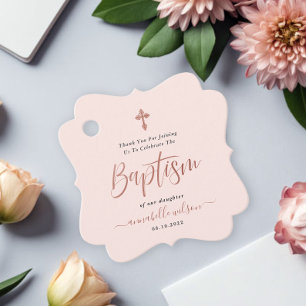Rose Gold And Pink Girl Baptism Thank You Favour Tags