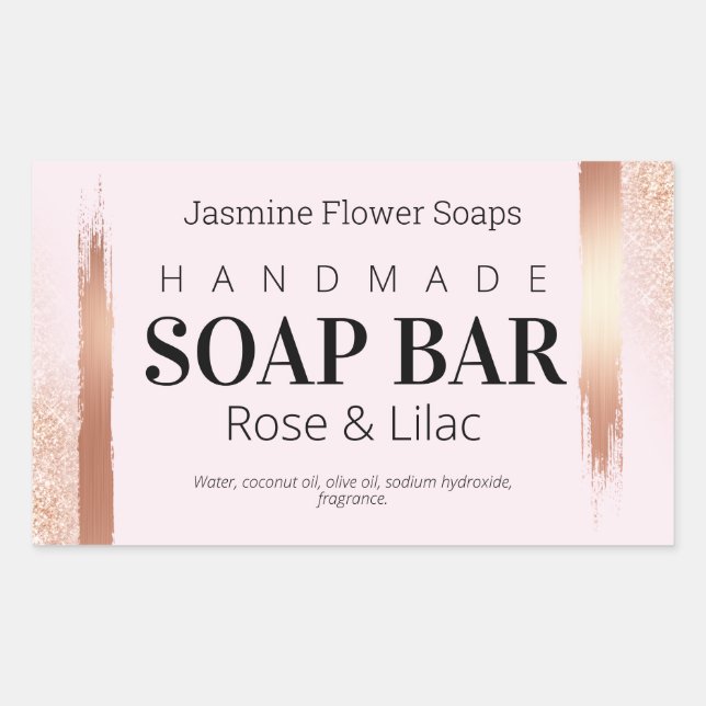 Rose Gold And Pink Handmade Soap Labels (Front)