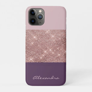 Rose Gold and Plum Girly Sparkly Color Block Case-Mate iPhone Case