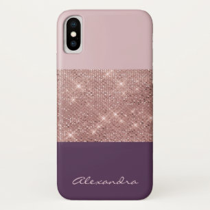 Rose Gold and Plum Girly Sparkly Colour Block Case-Mate iPhone Case