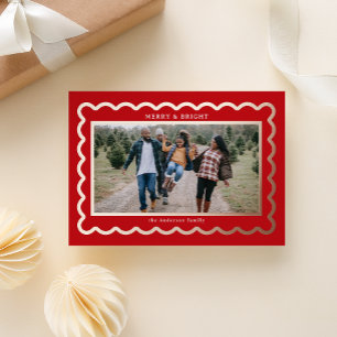 Rose Gold and Red Preppy Scallop Photo Frame