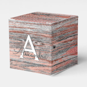 Rose Gold and Rustic Wood Monogram & Initial Favour Box