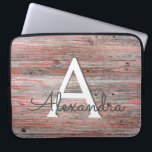 Rose Gold and Rustic Wood Monogram & Initial Laptop Sleeve<br><div class="desc">Faux Rose Gold Foil and Rustic Country Wood Monogram & Initial Case. This case can be customised to include your initial and first name.</div>