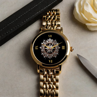 Rose Gold and Silver Star-Shaped Brooch  Watch