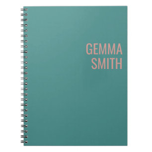 rose gold and teal personalised monogram notebook