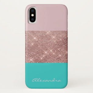 Rose Gold and Turquoise Monogrammed Colour Block Case-Mate iPhone Case