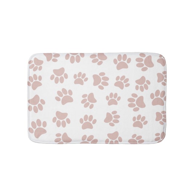 Rose Gold And White Dog Paw Pattern Bath Mat (Front)