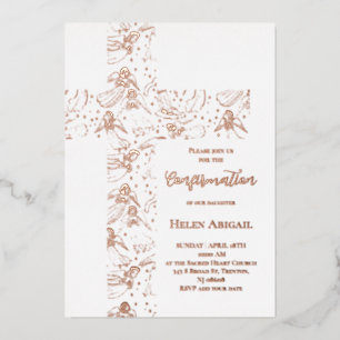 rose gold angels pattern cross Confirmation