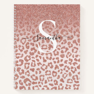 Rose Gold Animal Print Glittery Gradient Notebook
