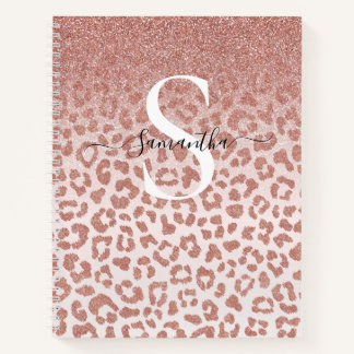 Rose Gold Animal Print Glittery Gradient Notebook