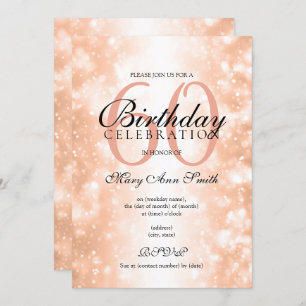 Rose Gold Any Age Birthday Party Shimmer Lights Invitation