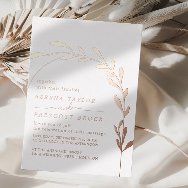 Rose Gold Arch Wedding Real Foil Invitation (Creator Uploaded)