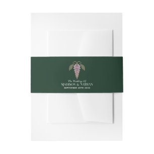 Rose Gold Art Nouveau Purple Wisteria Wedding Invitation Belly Band