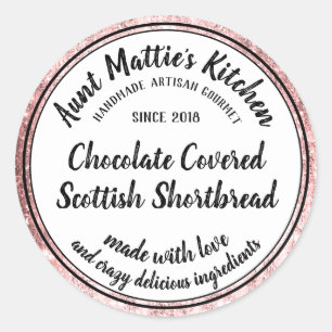 Rose Gold Artisan Handmade Gourmet Food Label