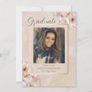 Rose Gold Azalea Graduation Invitation