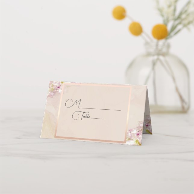 Rose Gold Azalea Wedding Place Card (Front)