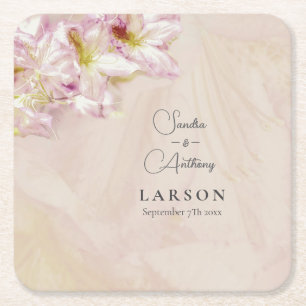 Rose Gold Azalea Wedding Square Paper Coaster
