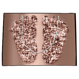 Rose Gold Baby Shower Feet Boy Girl Favor Large Gift Bag