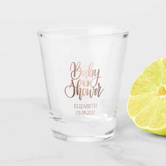 Rose Gold Baby Shower Feet Shot Glass (Front)
