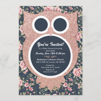 Rose gold baby shower invite