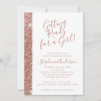 Rose Gold Baby Shower Pink Glitter Modern Simple