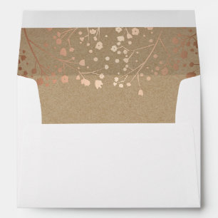 Rose Gold Baby's Breath Flowers Elegant Wedding Envelope
