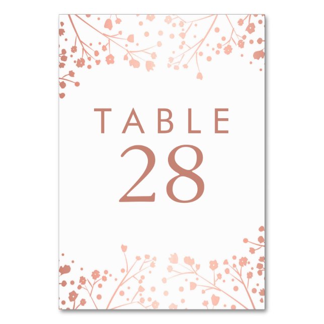 Rose Gold Baby's Breath Wedding Table Numbers (Front)
