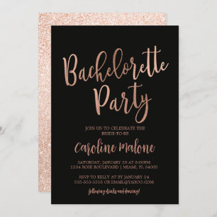 Rose Gold Bachelorette Party Invitation   Glitter