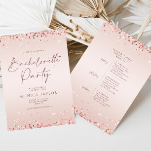 Rose Gold Bachelorette Weekend Itinerary Schedule Invitation