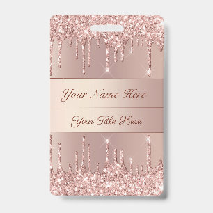 Rose Gold Badge Template with Custom Name Text ID Badge