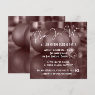Rose Gold Ball Ornaments Photo, Holiday Party Invitation