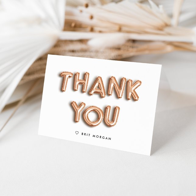 Rose Gold Balloon Personalized Thank You Card (Creator Uploaded)