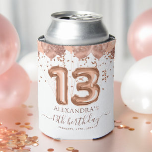 Rose Gold Balloons 13th Birthday Party Can Cooler