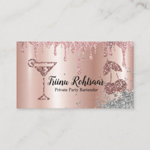 Rose Gold Balloons Black Chic Party Event Planner Business Card