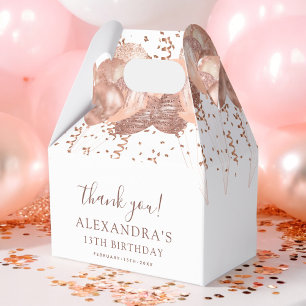 Rose Gold Balloons Thank You 13th Birthday Party Favour Box