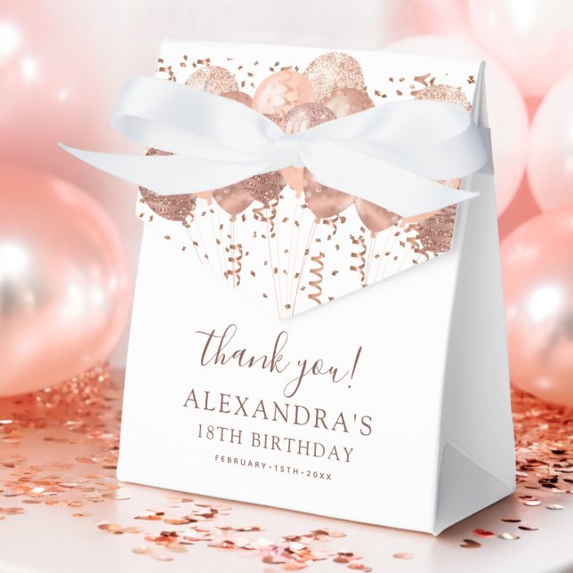 Rose Gold Balloons Thank You 18th Birthday Party  Favour Box (Creator Uploaded)