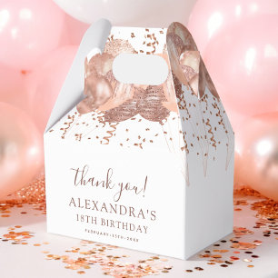 Rose Gold Balloons Thank You 18th Birthday Party Favour Box