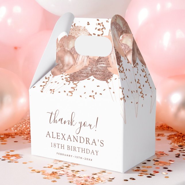 Rose Gold Balloons Thank You 18th Birthday Party  Favour Box (Creator Uploaded)