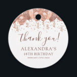 Rose Gold Balloons Thank You 18th Birthday Party  Favour Tags<br><div class="desc">Elevate your gratitude game with a dash of humour and a whole lot of style using our Rose Gold Blush Pink Balloons Confetti Birthday Party Thank You Favour Tags. These tags are the perfect way to express your thanks with sophistication and playfulness. The elegant blush pink and rose gold design...</div>