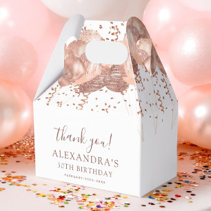 Rose Gold Balloons Thank You 30th Birthday Party Favour Box