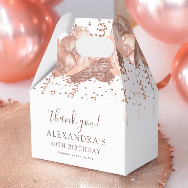 Rose Gold Balloons Thank You 40th Birthday Party  Favour Box (Creator Uploaded)