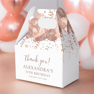 Rose Gold Balloons Thank You 50th Birthday Party  Favour Box