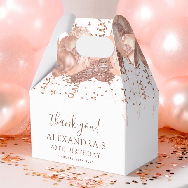 Rose Gold Balloons Thank You 60th Birthday Party  Favour Box (Creator Uploaded)