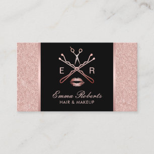 Rose Gold Beauty Logo Makeup Artist Hair Stylist Business Card