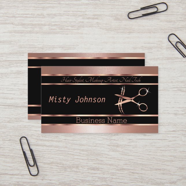 Rose Gold Beauty Salon Design Business Card (Front/Back In Situ)
