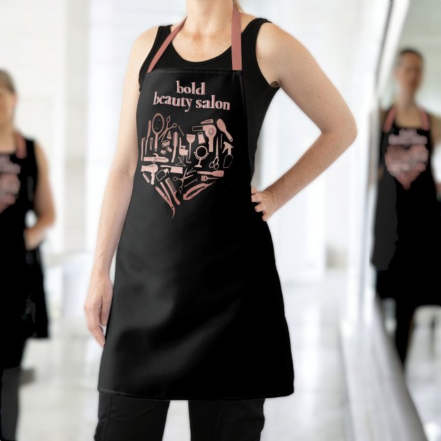 Rose Gold Beauty Salon Tools Hairstylist Blk Staff Apron (Creator Uploaded)